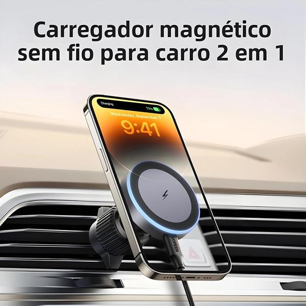 Imagem de Suporte Magnético Para Telefone Para Carro 15W Suporte Para Carregador Sem Fio Para iPhone 16 pro