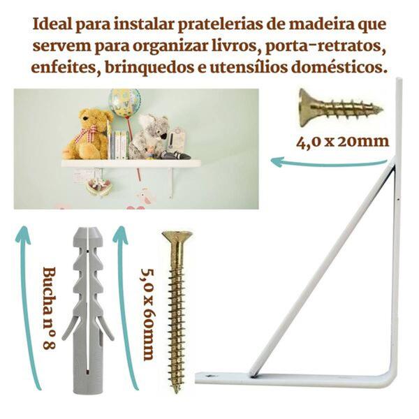 Imagem de Suporte Mão Francesa 30cm Para Prateleira 1un+kit Parafusos - thompson