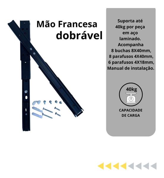 Imagem de Suporte Mão Francesa Reforçada 35cm Dobrável Preto 80k par