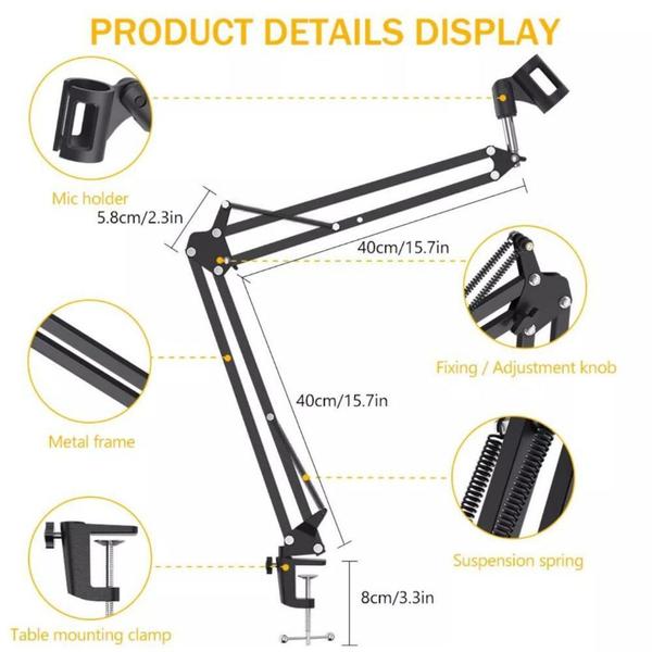 Imagem de Suporte Mesa para Microfone Condensador Articulável MS-325