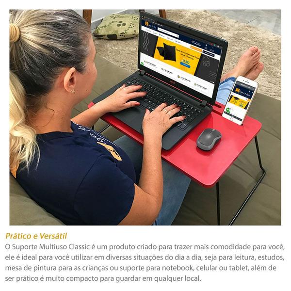 Imagem de Suporte Mesa para Notebook Classic Tablet Celular para Usar na Cama Dobrável Vermelho