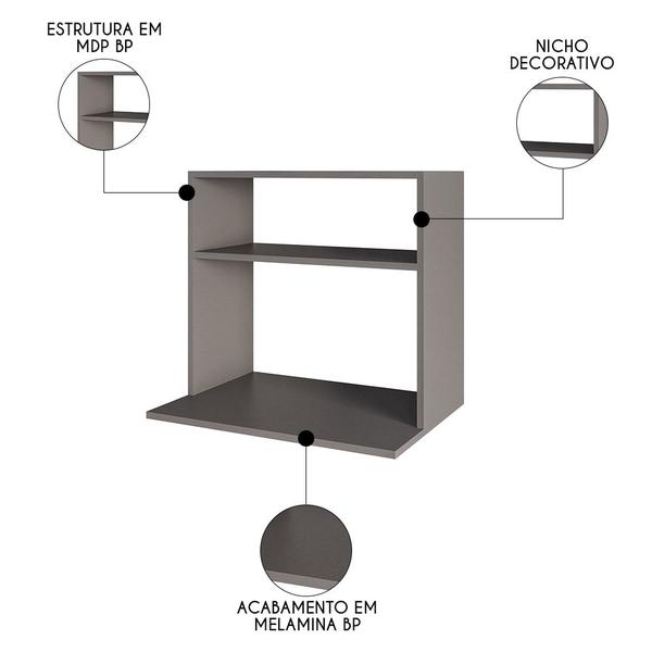 Imagem de Suporte Micro-Ondas Forno Armário Aéreo 60cm 1 Prateleira Aura M24 Grafite - Mpozenato