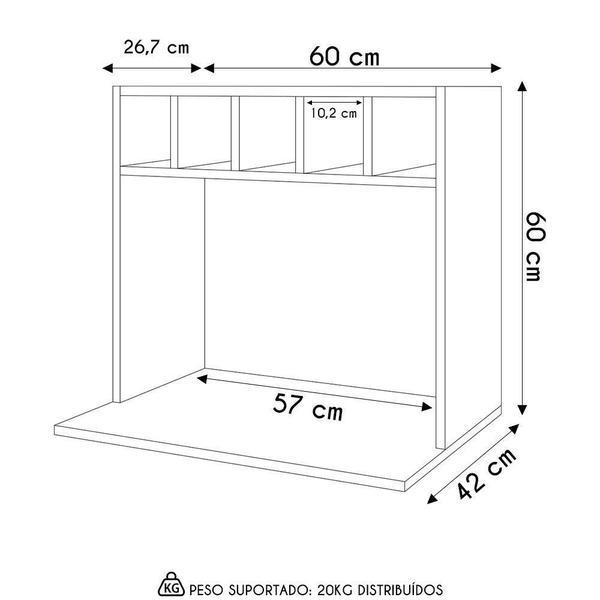 Imagem de Suporte Micro-ondas Forno Armário Aéreo Com Adega 60cm Lótus M24 Branco - Mpozenato