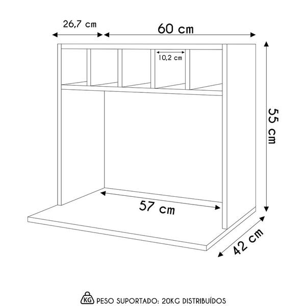 Imagem de Suporte Micro-Ondas Forno Armário Aéreo com Adega 60cm Lótus M24 Freijó - Mpozenato