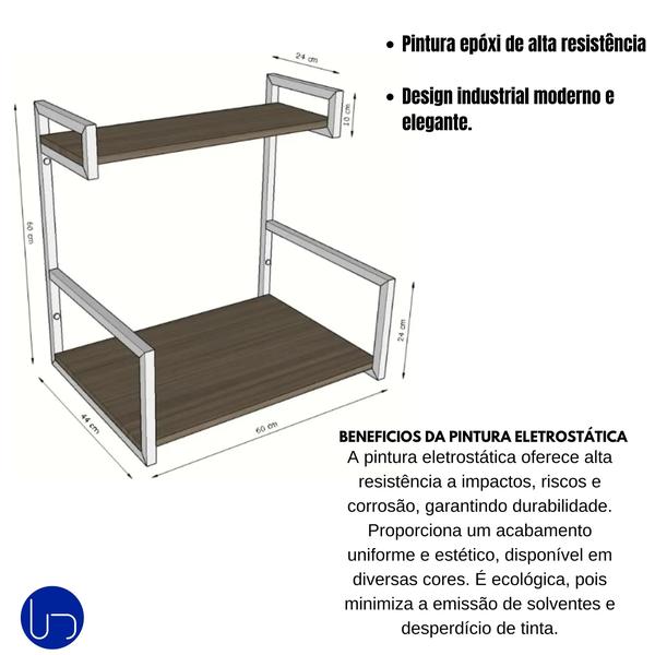 Imagem de Suporte Microondas Forno Porta Temperos Parede Preto Otimização Espaço Cozinha Design Sofisticado Alta Durabilidade