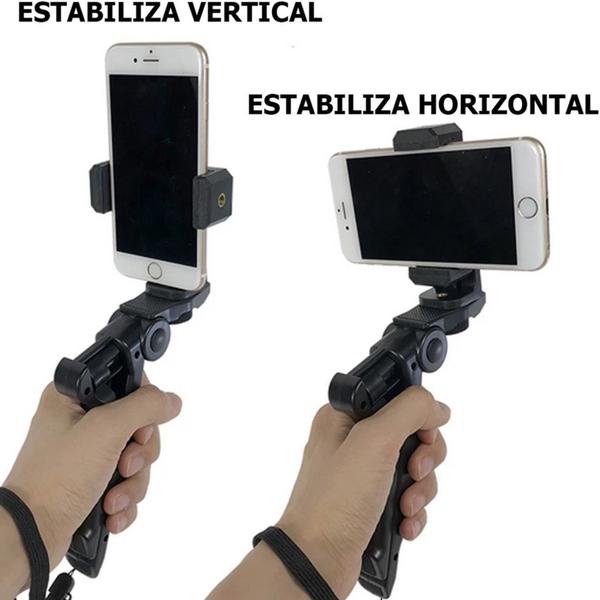 Imagem de Suporte Mini Tripé e Estabilizador de Celular Smartphone Filmagem Gravação Vertical Horizontal Vlog Tiktok