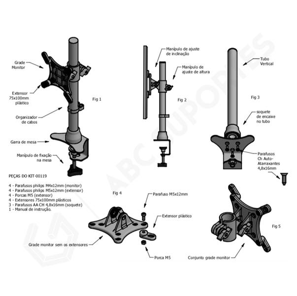 Imagem de Suporte Monitor com Garra / Morsa Para Mesa 10 à 26 Polegadas Avatron