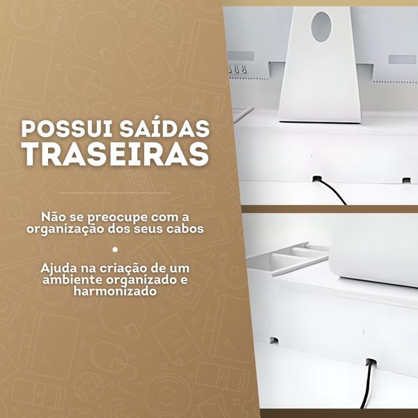 Imagem de Suporte Monitor Mesa Base Elevado Tela Setup Organizador MDF