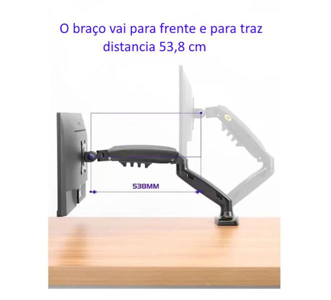 Imagem de Suporte Monitor TV Tela PC Computador 17" A 30" Polegadas Com 2 Porta Hub Cabo USB 3.0 Braço Articulado Ajustavel Girato