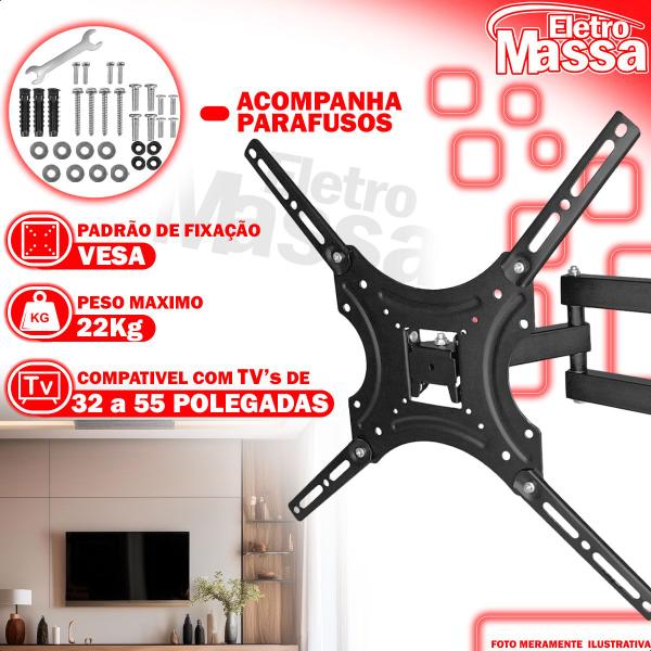 Suporte Móvel Articulável Para Tv Monitor 32 A 55 Polegadas Suporta Até Kg - Yara Imagem de Suporte Móvel Articulável Para Tv Monitor 32 A 55 Polegadas Suporta Até Kg