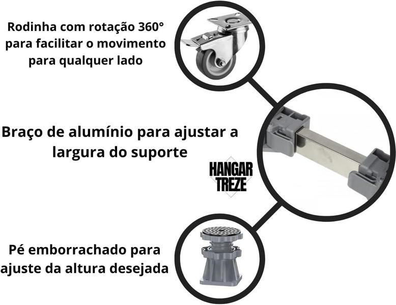 Suporte móvel para máquina de lavar, base móvel para secadora com ajuste de altura, base móvel universal - MARKELK Imagem de Suporte móvel para máquina de lavar, base móvel para secadora com ajuste de altura, base móvel universal