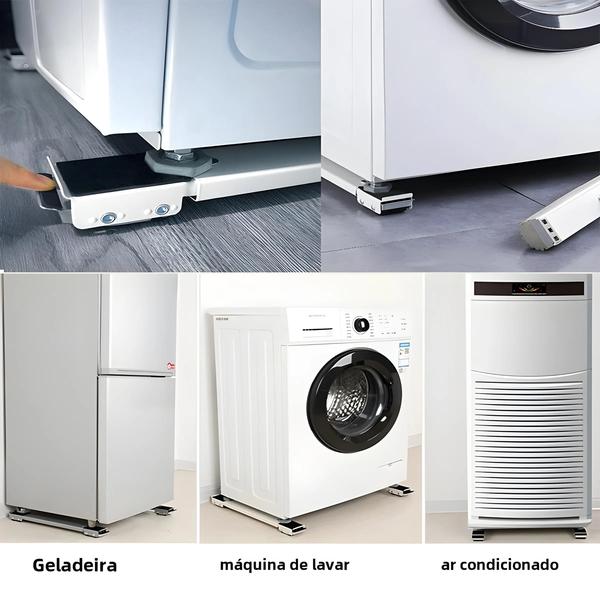 Imagem de Suporte Móvel para Máquina de Lavar e Geladeira - Base Elevada com Rodas