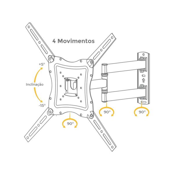 Imagem de Suporte Multi Articulado Profissional p/ Tv 26 a 60 Aquario