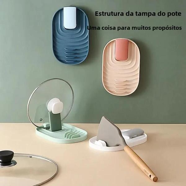 Imagem de Suporte Multifuncional para Tampas de Panelas em Silicone - Estilo Nórdico