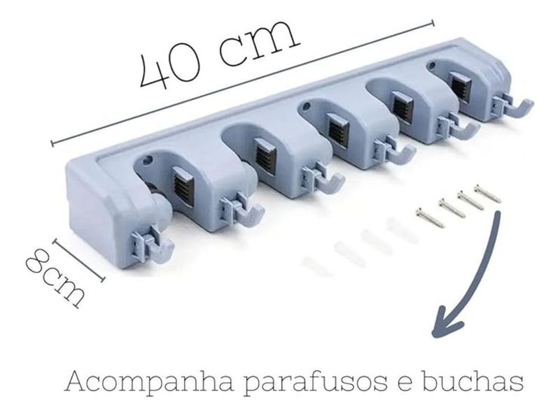 Imagem de Suporte Multiuso 6 Posições Com Ventosas Porta Vassoura Rodo