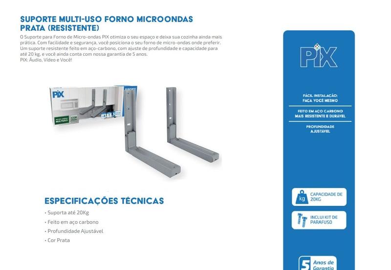 Imagem de Suporte Multiuso Resistente Purificador Forno Elétrico Micro-ondas Parede Prata