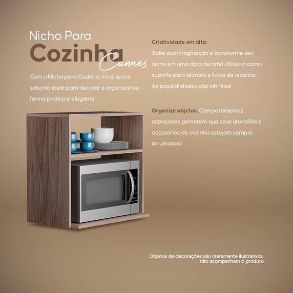 Imagem de Suporte Nicho para Micro-ondas Forno Elétrico Cozinha Nogal 60cm