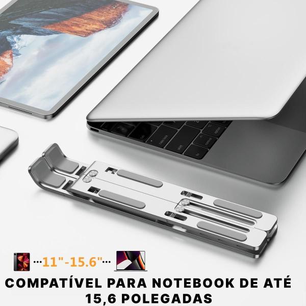 Imagem de Suporte Notebook Ajustável 6 Opções 15-45 Graus Alumínio 17