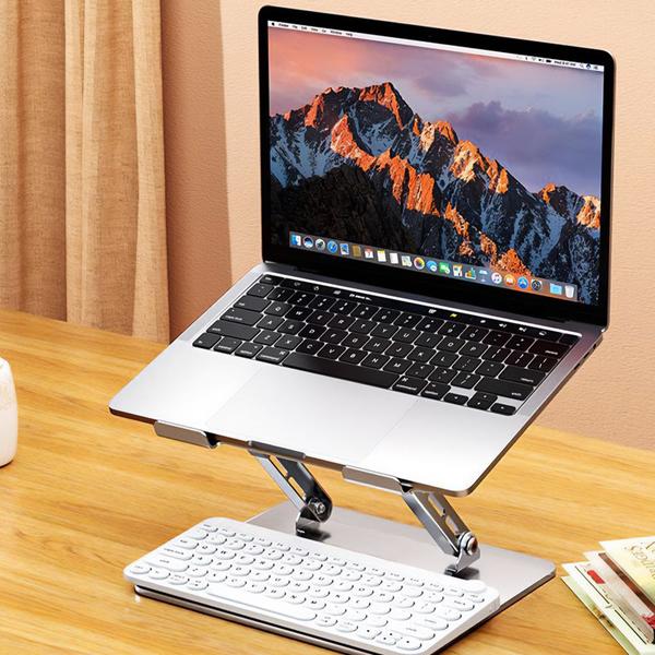 Imagem de Suporte Notebook Alumínio Ergonômico Ajustável Dobrável Mesa Regulável Para Laptop Tablet