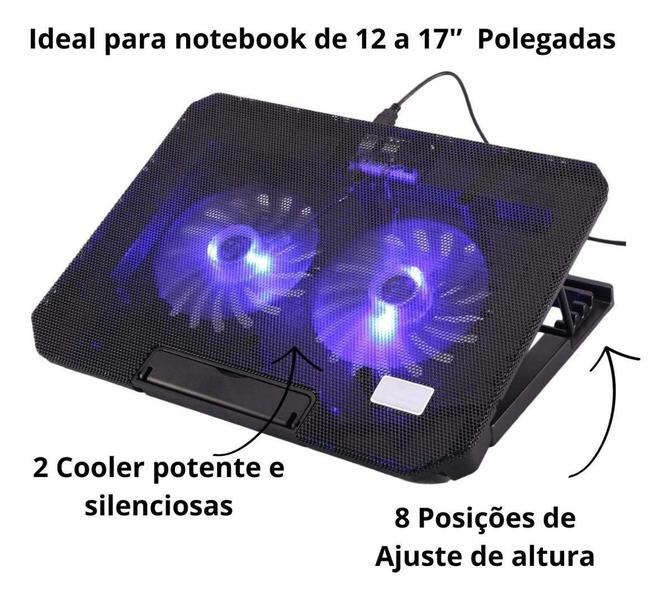 Imagem de Suporte Notebook Cooler Base Led Refrigerada Ventilação