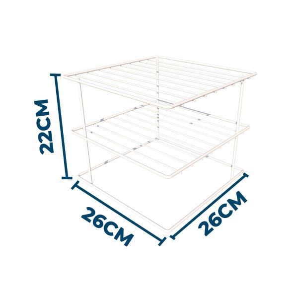 Imagem de Suporte Organizador De Pratos Branco Quadrado Armário Aramado Reforçado Para Segurar Organizar Louça