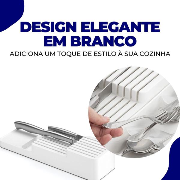 Imagem de Suporte Organizador Divisória de Faca e Talheres Utensilios Plastico para Gaveta Cozinha