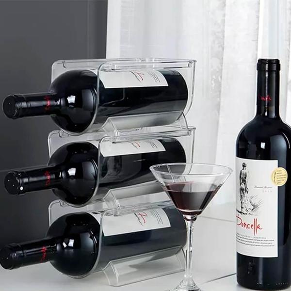 Suporte Organizador Garrafas Vinho Geladeira Empilhável My - Lyor Imagem de Suporte Organizador Garrafas Vinho Geladeira Empilhável My