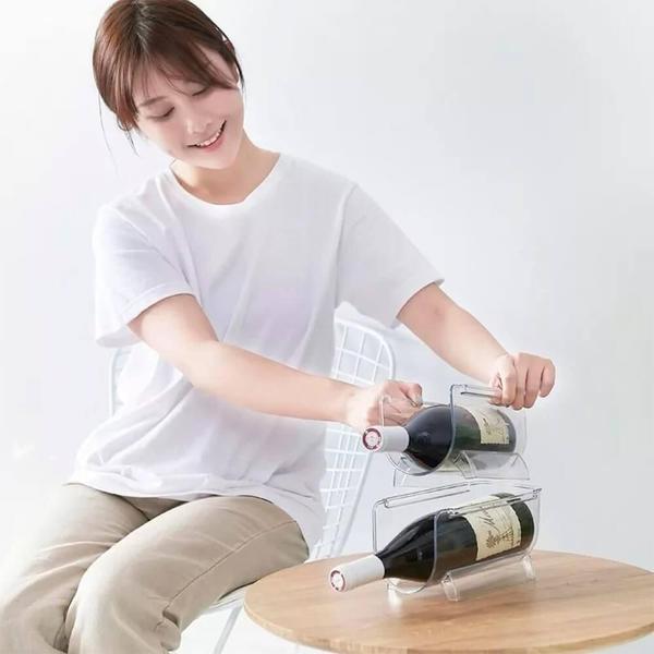 Suporte Organizador Garrafas Vinho Geladeira Empilhável My - Lyor Imagem de Suporte Organizador Garrafas Vinho Geladeira Empilhável My