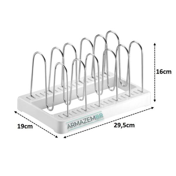 Imagem de Suporte Organizador Tampas Prato Cozinha Branco 1119 Future