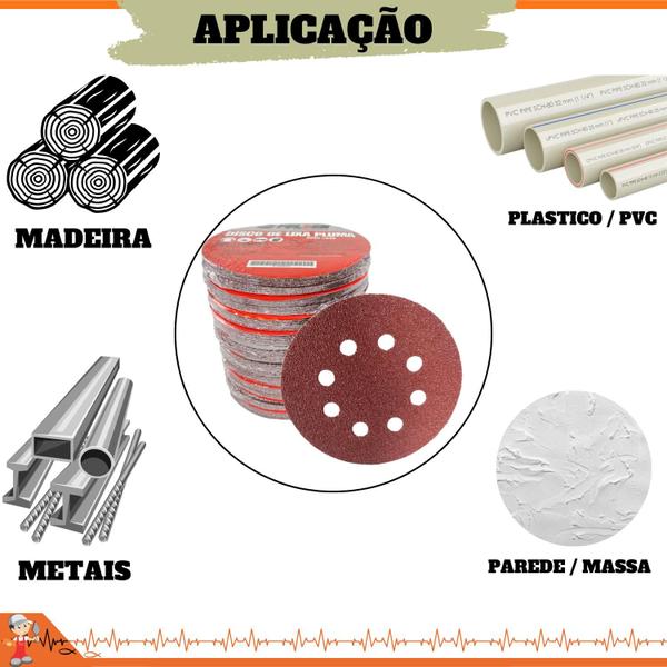 Imagem de Suporte P/ Furadeira E Esmerilhadeira + 100 Disco Lixa para madeira metal massa e similares 125mm