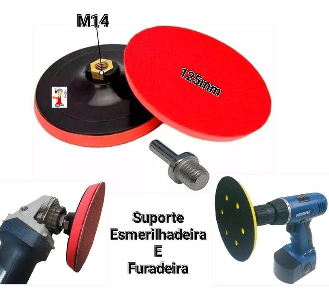 Imagem de Suporte P/ Furadeira E Esmerilhadeira + 30 Disco Lixa para madeira metal massa e similares 125mm