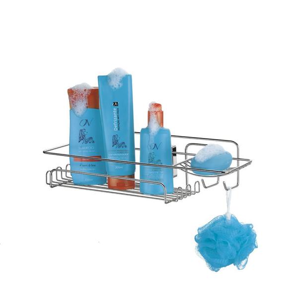 Suporte p/ Shampoo Fixa c/ ventosa em aço cromado - Arthi Imagem de Suporte p/ Shampoo Fixa c/ ventosa em aço cromado - Arthi