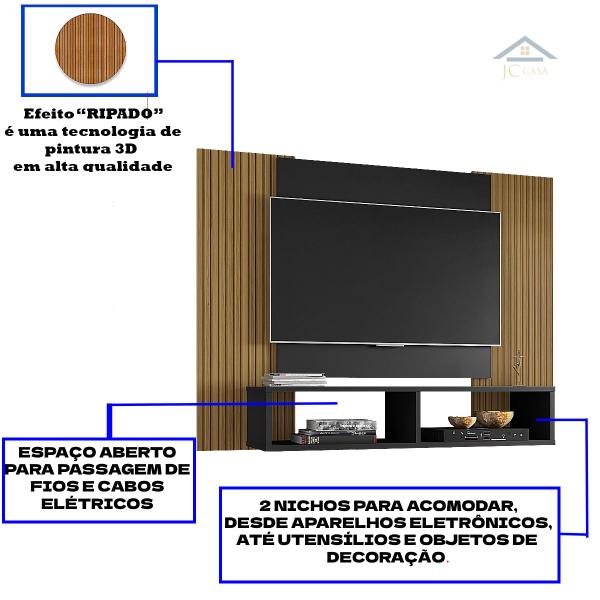 Imagem de Suporte Painel televisao com nicho sala Ripado 43 suspenso