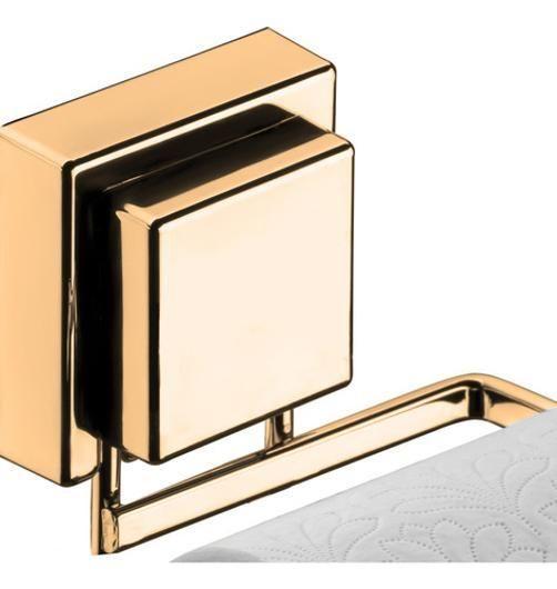 Imagem de Suporte Papel Higiênico De Parede Lavabo Ventosa Dourado