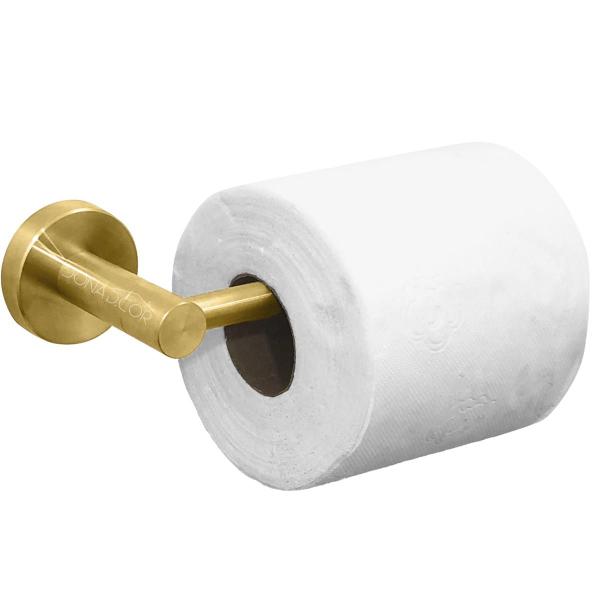 Imagem de Suporte Papel Higienico Dourado Escovado Inox 304 Papeleira Banheiro Fosco Acessorio Luxo Suporte Parede Lavabo Gold 