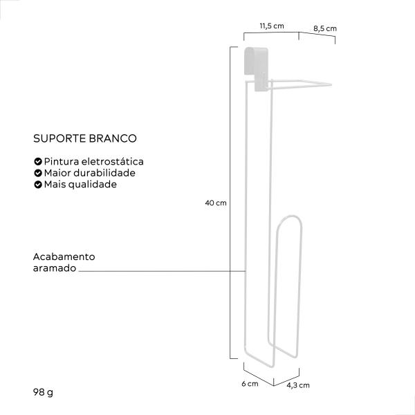 Imagem de Suporte Papel Higienico Triplo Caixa Acoplada Branco