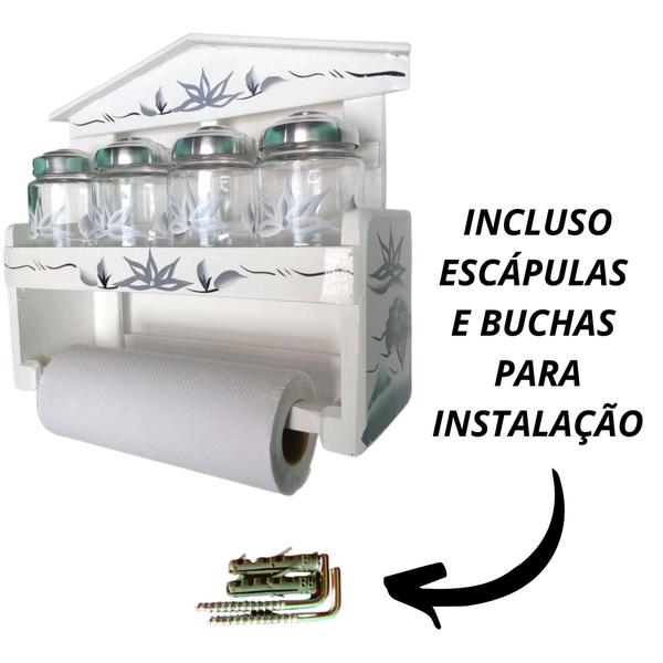 Imagem de Suporte Papel Toalha + 4 Vidros Para Tempero