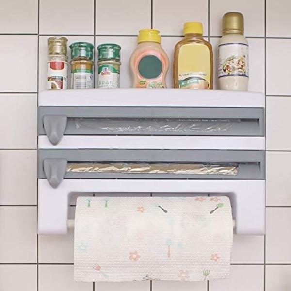 Suporte Papel Toalha Triplo Porta Organizador Dispenser Imagem de Suporte Papel Toalha Triplo Porta Organizador Dispenser