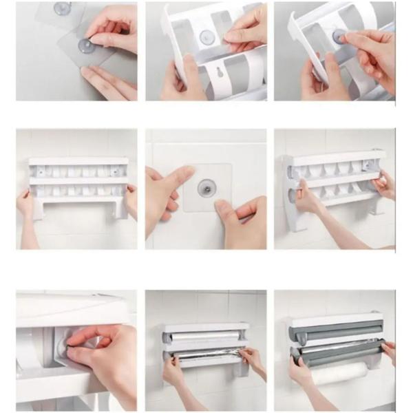 Suporte Papel Toalha Triplo Porta Organizador Dispenser Imagem de Suporte Papel Toalha Triplo Porta Organizador Dispenser