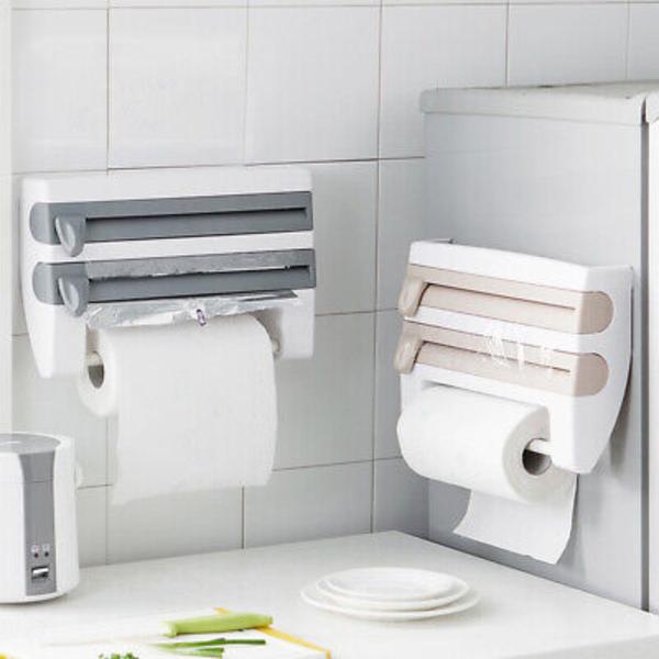 Suporte Papel Toalha Triplo Porta Organizador Dispenser Imagem de Suporte Papel Toalha Triplo Porta Organizador Dispenser