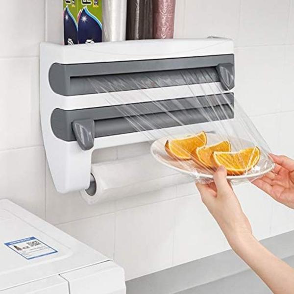 Suporte Papel Toalha Triplo Porta Organizador Dispenser Imagem de Suporte Papel Toalha Triplo Porta Organizador Dispenser