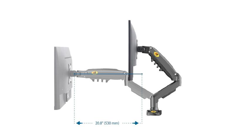 Imagem de Suporte para 2 monitores articulado giratório pistão a gás morsa 17 a 27 - North Bayou