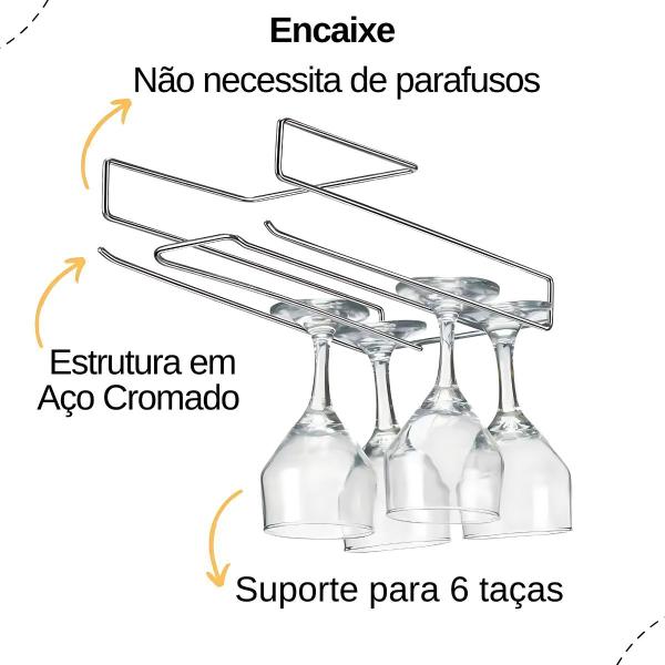 Imagem de Suporte Para 6 Taças Cromado De Pendurar - Arthi