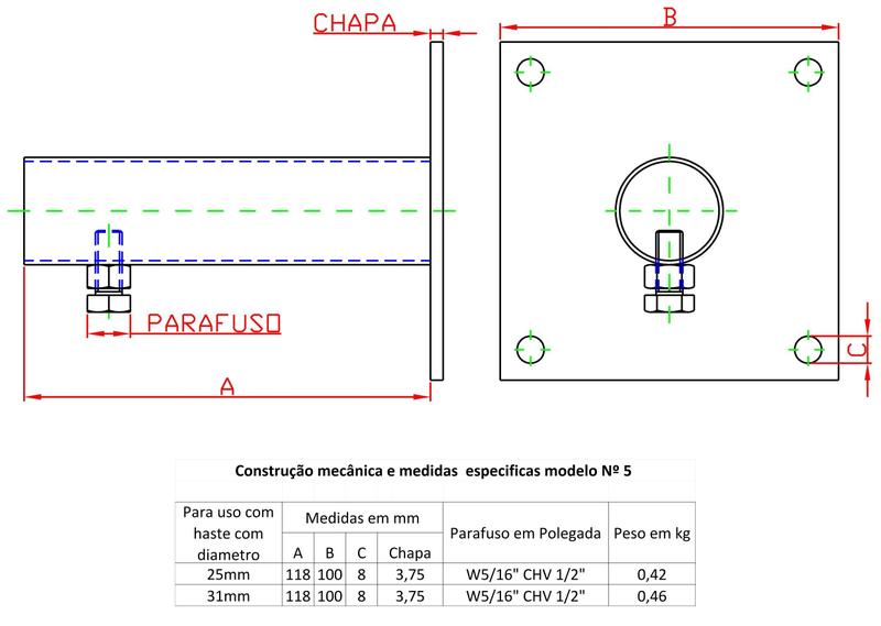 Imagem de Suporte para antena para fixação em laje horizontal N-5 tubo 31mm Forsul Dourado