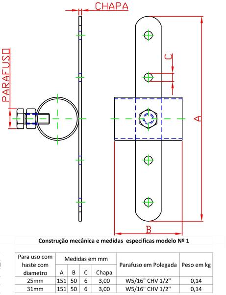 Imagem de Suporte para antena uma haste N-1 tubo 31mm Forsul Dourado