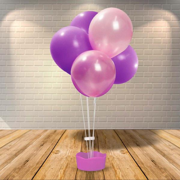 Suporte para Balão com Cachepô Rosa - 5 Hastes - Piffer Imagem de Suporte para Balão com Cachepô Rosa - 5 Hastes