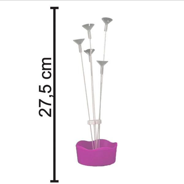 Suporte para Balão com Cachepô Rosa - 5 Hastes - Piffer Imagem de Suporte para Balão com Cachepô Rosa - 5 Hastes