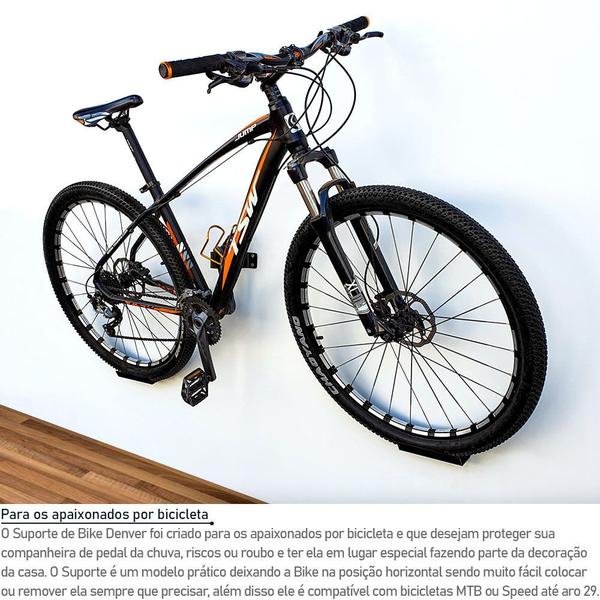 Imagem de Suporte para Bicicleta Bike de Parede Horizontal MTB Speed Preto