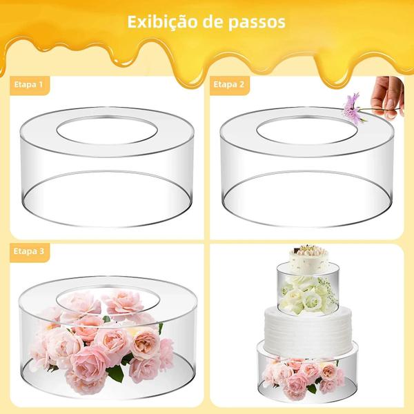 Imagem de Suporte para Bolo de Acrílico Transparente - Base Recarregável - 2 Peças - Ideal para Casamentos e Aniversários