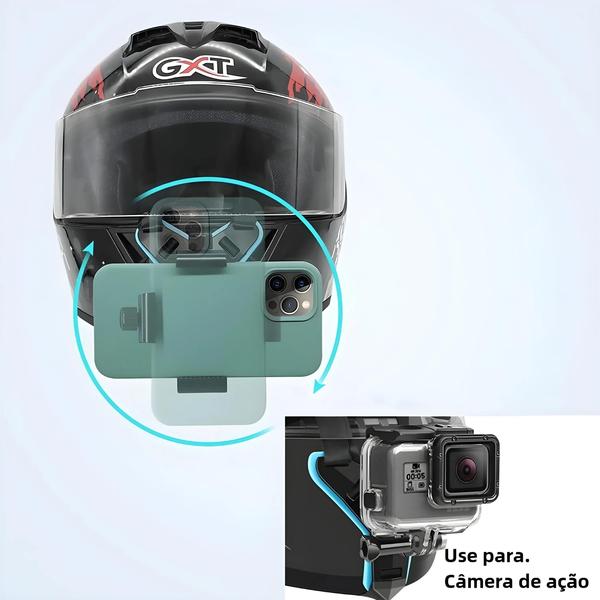 Imagem de Suporte para Capacete de Motocicleta - GoPro, Celular e Câmera de Ação